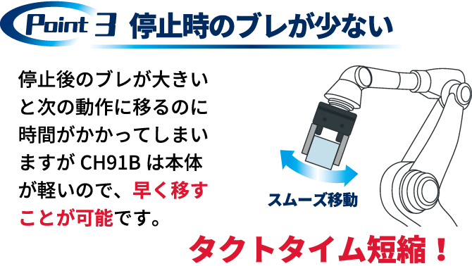 ロボット停止時のブレが少ない